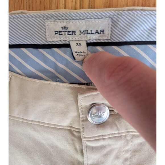 Peter Millar 5-Pocket Pants Men 33 x 33 Beige Khaki Stretch Ultimate Sateen - Picture 5 of 13